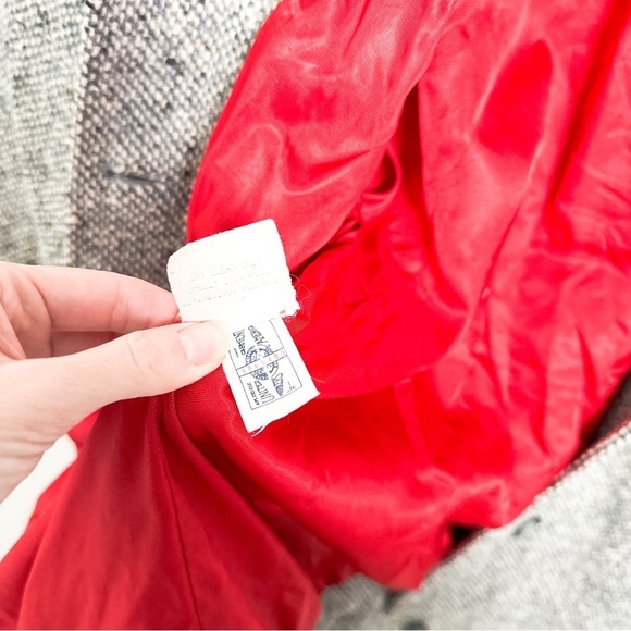 Vintage 80s gray textured WOOL batwing stand collar coat jacket small - Picture 6 of 9